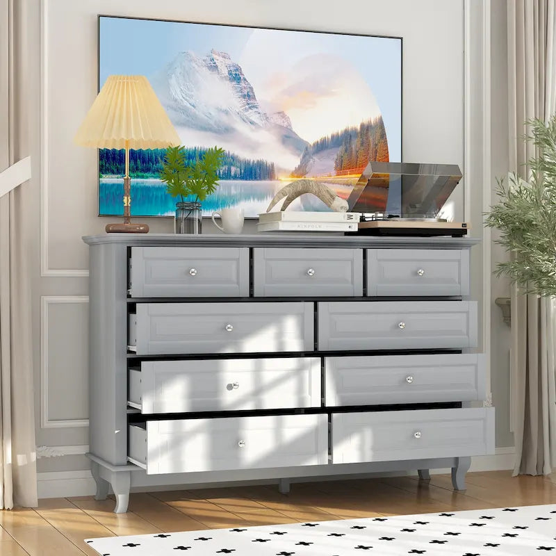 Commode à 9 tiroirs – Noir / Blanc / Bleu marine, Style moderne, Individuel