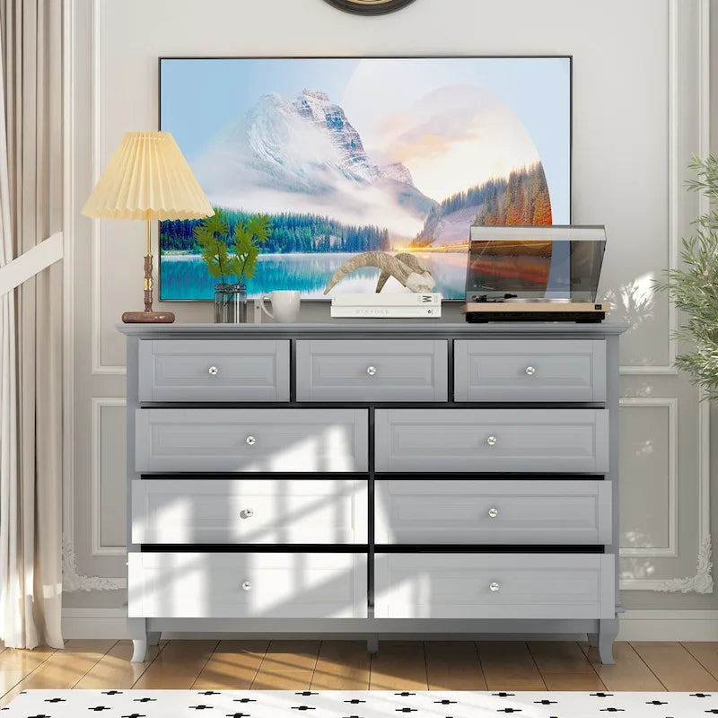 Commode à 9 tiroirs – Noir / Blanc / Bleu marine, Style moderne, Individuel