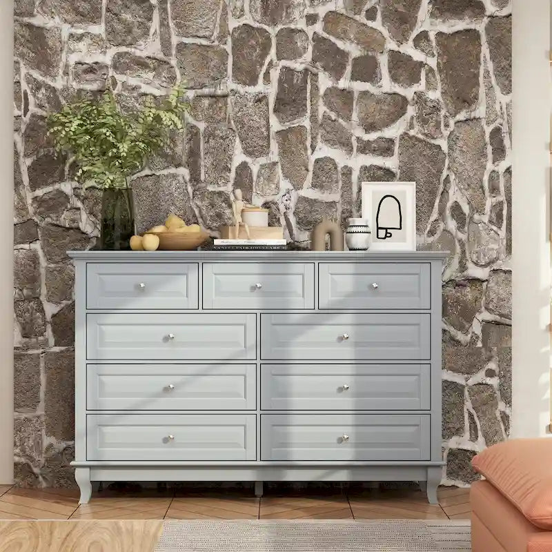 Commode à 9 tiroirs – Noir / Blanc / Bleu marine, Style moderne, Individuel