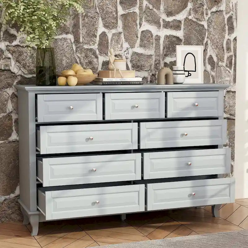Commode à 9 tiroirs – Noir / Blanc / Bleu marine, Style moderne, Individuel