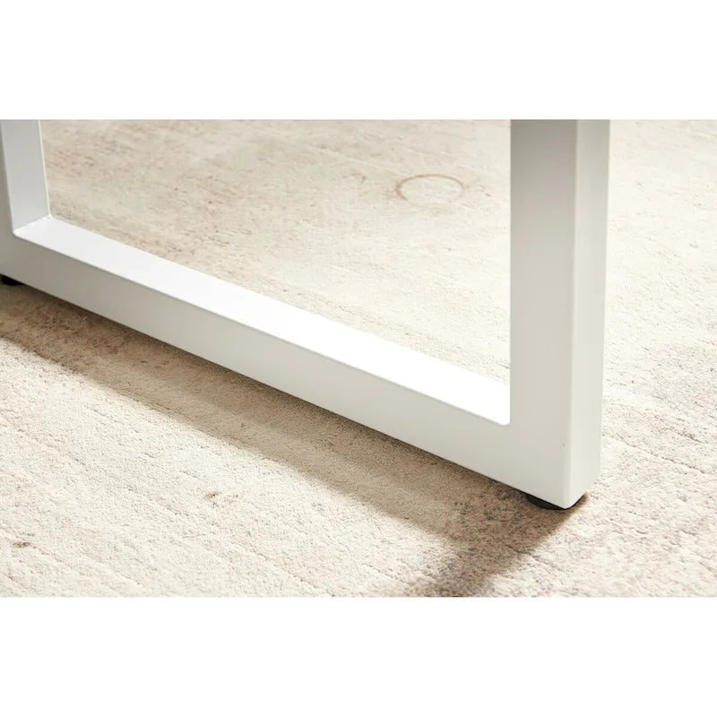 Table à manger extensible avec pieds en métal – Blanc antique / Noir, Style moderne, 4 à 6 places