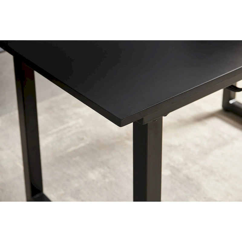 Table à manger extensible avec pieds en métal – Blanc antique / Noir, Style moderne, 4 à 6 places
