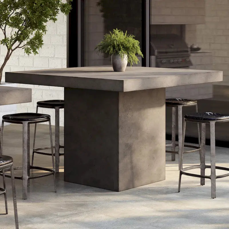 Table à manger carrée hauteur comptoir – Gris foncé, style industriel, 4 places