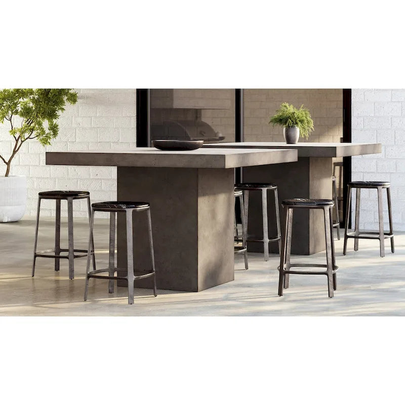 Table à manger carrée hauteur comptoir – Gris foncé, style industriel, 4 places