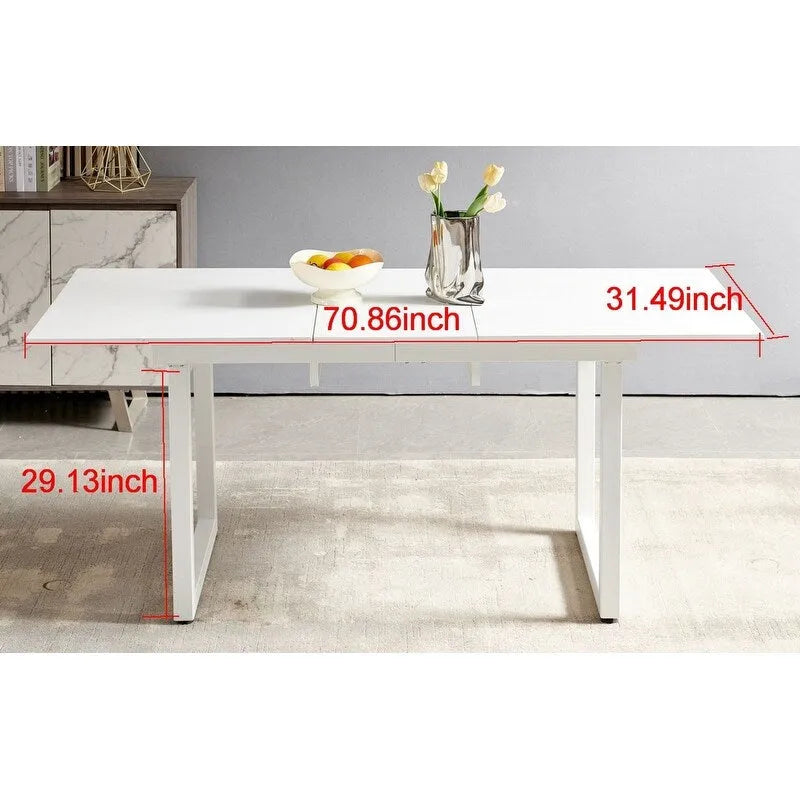 Table à manger extensible avec pieds en métal – Noir/Blanc, style moderne, 4 à 6 places
