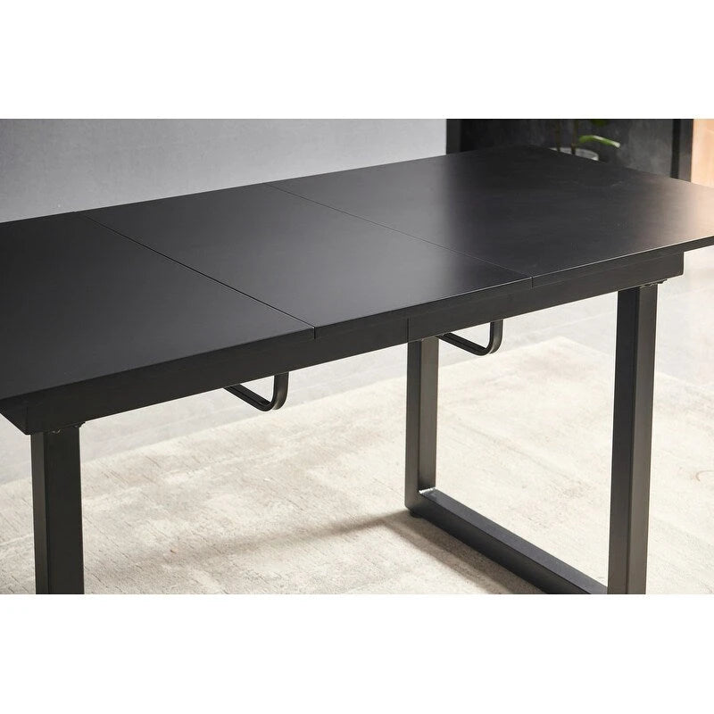 Table à manger extensible avec pieds en métal – Noir/Blanc, style moderne, 4 à 6 places