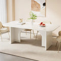 Table à manger rectangulaire avec pieds arqués – Blanc crème, style moderne, 4–6 places