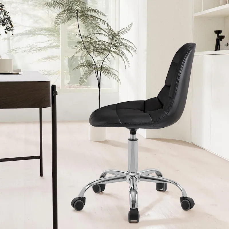 Chaise de bureau sans accoudoirs – Noir/Blanc, style moderne, individuelle