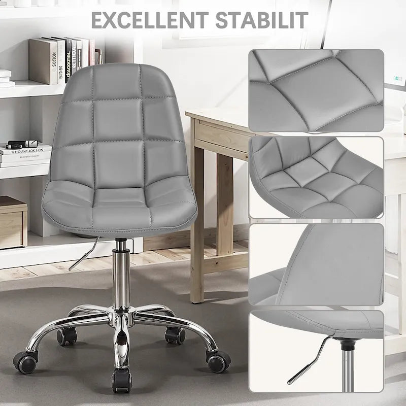 Chaise de bureau sans accoudoirs – Noir/Blanc, style moderne, individuelle