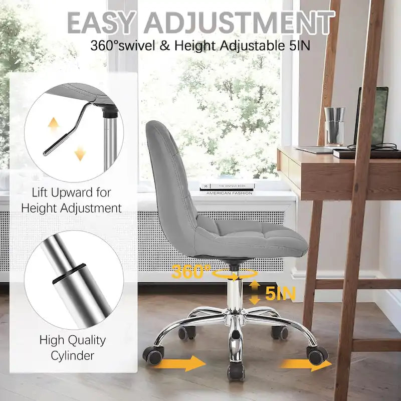 Chaise de bureau sans accoudoirs – Noir/Blanc, style moderne, individuelle