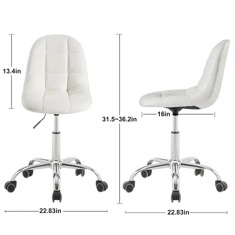Chaise de bureau sans accoudoirs – Noir/Blanc, style moderne, individuelle