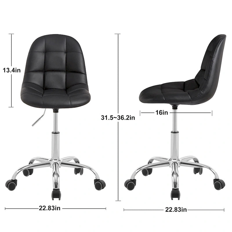 Chaise de bureau sans accoudoirs – Noir/Blanc, style moderne, individuelle