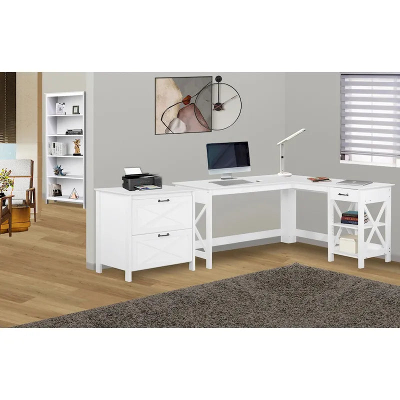Classeur à 2 tiroirs – Blanc, style rustique, individuel