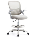 Chaise de dessinateur haute avec accoudoirs relevables – Gris/Noir, Ergonomique, Simple