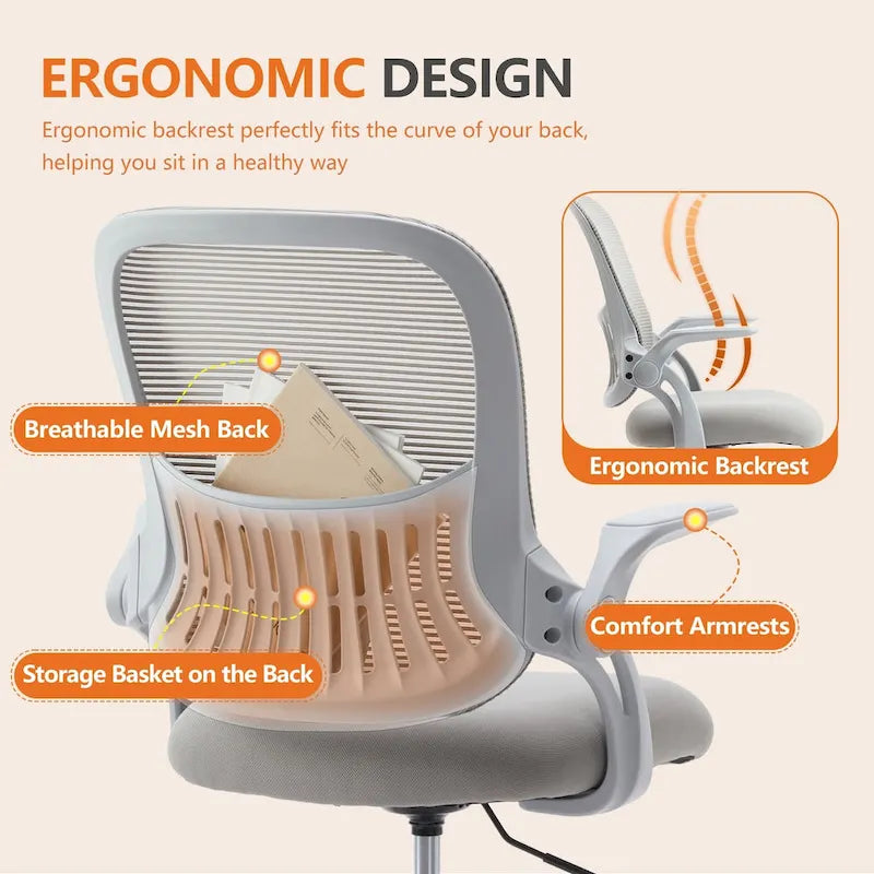 Chaise de dessinateur haute avec accoudoirs relevables – Gris/Noir, Ergonomique, Simple