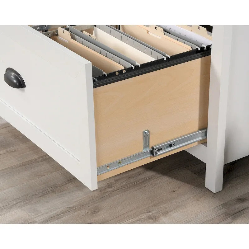 Classeur latéral à 2 tiroirs – Noir antique / Blanc cassé, style classique, simple