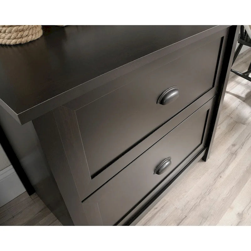Classeur latéral à 2 tiroirs – Noir antique / Blanc cassé, style classique, simple
