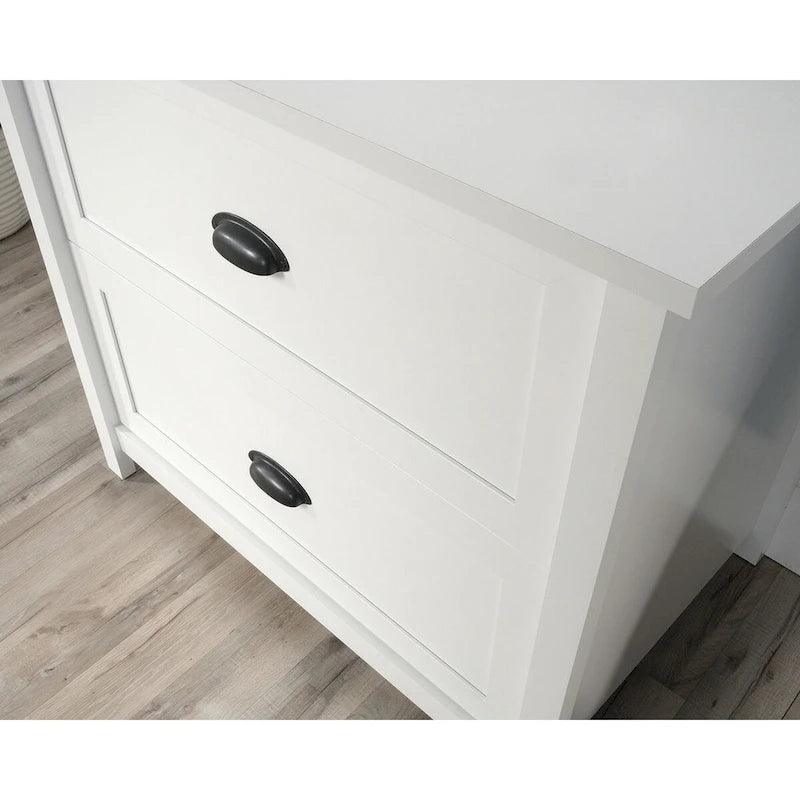 Classeur latéral à 2 tiroirs – Noir antique / Blanc cassé, style classique, simple