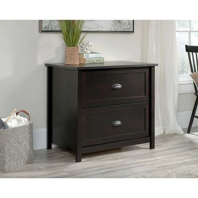 Classeur latéral à 2 tiroirs – Noir antique / Blanc cassé, style classique, simple