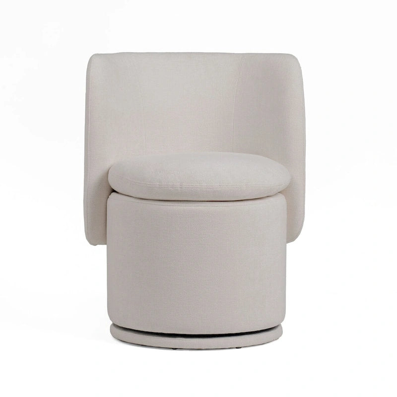 Reno Nori 26 Inch, Swivel Dining Chair, Off White Fabric, Wingback, Wood