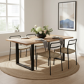 Table à manger Live Edge en acacia avec chevilles papillon – Marron, style naturel, 8–10 places
